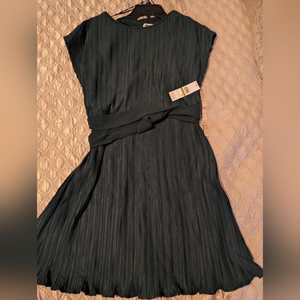 DKNY Green Pleated  Dress